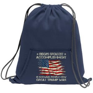 Funny Anti Biden BidenS Greatest Accomplishment Is Showing Sweatshirt Cinch Pack Bag