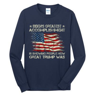 Funny Anti Biden BidenS Greatest Accomplishment Is Showing Tall Long Sleeve T-Shirt