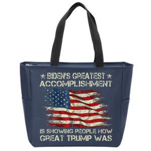 Funny Anti Biden BidenS Greatest Accomplishment Is Showing Zip Tote Bag