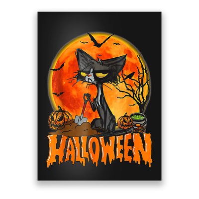 Funny Angry Black Cat Pumpkin Candy Spooky Season Halloween Poster