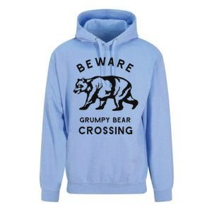 Funny Attitude Beware Grumpy Bear Crossing Dad Gift Unisex Surf Hoodie