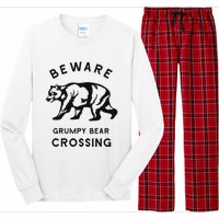 Funny Attitude Beware Grumpy Bear Crossing Dad Gift Long Sleeve Pajama Set