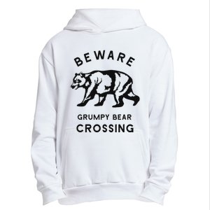 Funny Attitude Beware Grumpy Bear Crossing Dad Gift Urban Pullover Hoodie