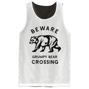 Funny Attitude Beware Grumpy Bear Crossing Dad Gift Mesh Reversible Basketball Jersey Tank