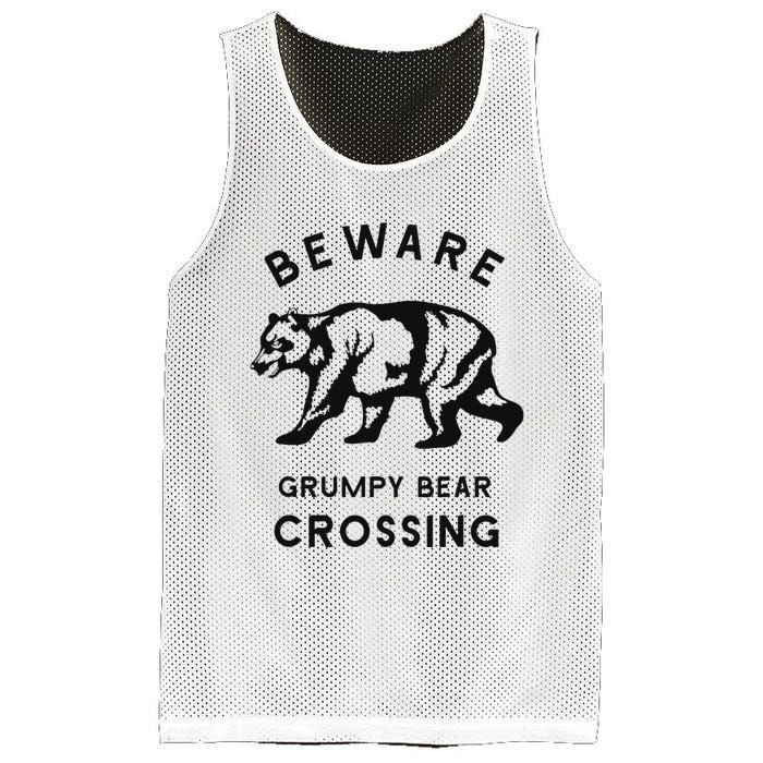 Funny Attitude Beware Grumpy Bear Crossing Dad Gift Mesh Reversible Basketball Jersey Tank