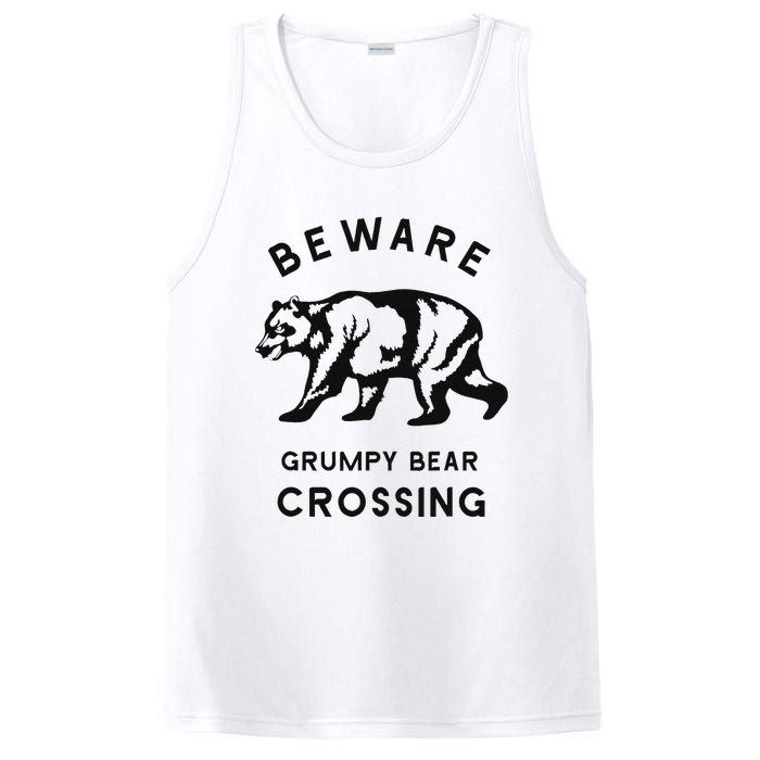 Funny Attitude Beware Grumpy Bear Crossing Dad Gift PosiCharge Competitor Tank