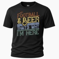 Football And Beer That's Why I'm Here Gift, Game Day Gift Cooling Performance Crew T-Shirt
