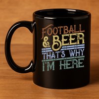 Football And Beer That's Why I'm Here Gift, Game Day Gift 11oz C Handle Ceramic Mug