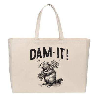 Funny Animal Beaver Dam It Cotton Canvas Jumbo Tote