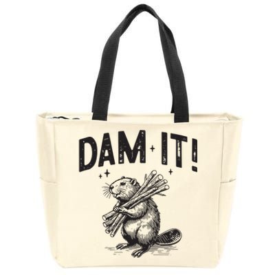 Funny Animal Beaver Dam It Zip Tote Bag