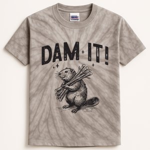 Funny Animal Beaver Dam It Kids Tie-Dye T-Shirt