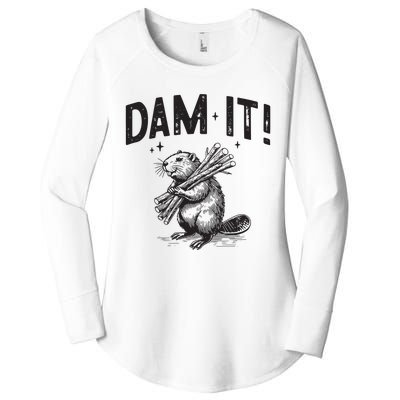 Funny Animal Beaver Dam It Women's Perfect Tri Tunic Long Sleeve Shirt