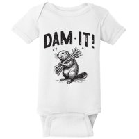 Funny Animal Beaver Dam It Baby Bodysuit