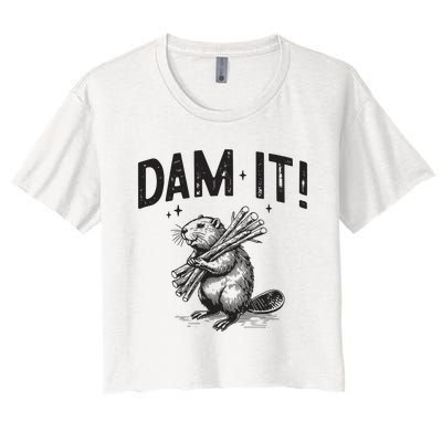 Funny Animal Beaver Dam It Women's Crop Top Tee