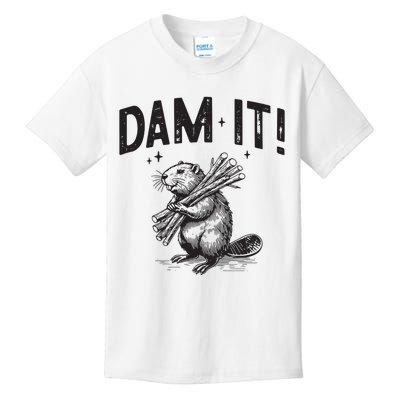 Funny Animal Beaver Dam It Kids T-Shirt