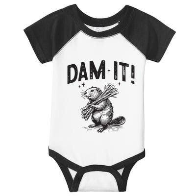 Funny Animal Beaver Dam It Infant Baby Jersey Bodysuit