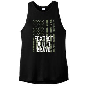 FJB Anti Biden Foxtrot Juliet Bravo American Flag Ladies PosiCharge Tri-Blend Wicking Tank