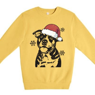 Funny American Bulldog Christmas Santa Hat Xmas Mom Dad Great Gift Premium Crewneck Sweatshirt