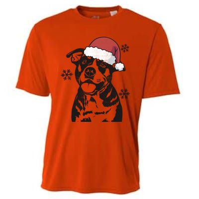 Funny American Bulldog Christmas Santa Hat Xmas Mom Dad Great Gift Cooling Performance Crew T-Shirt