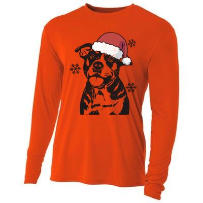 Funny American Bulldog Christmas Santa Hat Xmas Mom Dad Great Gift Cooling Performance Long Sleeve Crew