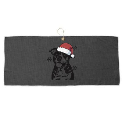 Funny American Bulldog Christmas Santa Hat Xmas Mom Dad Great Gift Large Microfiber Waffle Golf Towel