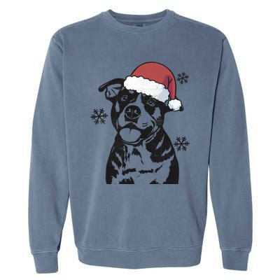 Funny American Bulldog Christmas Santa Hat Xmas Mom Dad Great Gift Garment-Dyed Sweatshirt