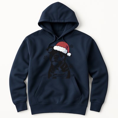 Funny American Bulldog Christmas Santa Hat Xmas Mom Dad Great Gift Hoodie