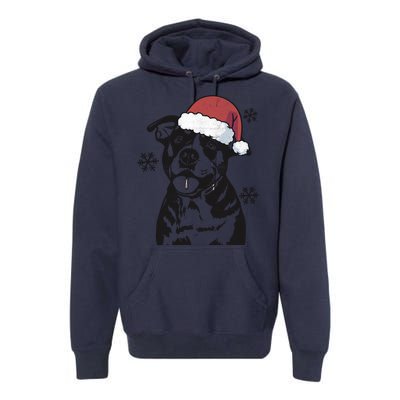 Funny American Bulldog Christmas Santa Hat Xmas Mom Dad Great Gift Premium Hoodie