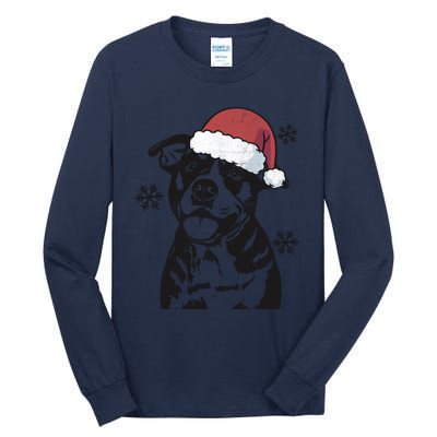 Funny American Bulldog Christmas Santa Hat Xmas Mom Dad Great Gift Tall Long Sleeve T-Shirt