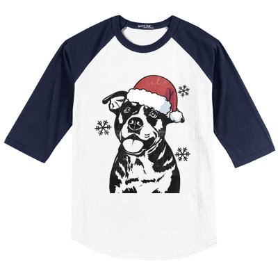 Funny American Bulldog Christmas Santa Hat Xmas Mom Dad Great Gift Baseball Sleeve Shirt