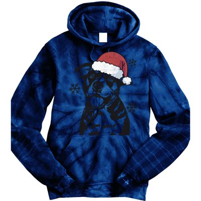 Funny American Bulldog Christmas Santa Hat Xmas Mom Dad Great Gift Tie Dye Hoodie