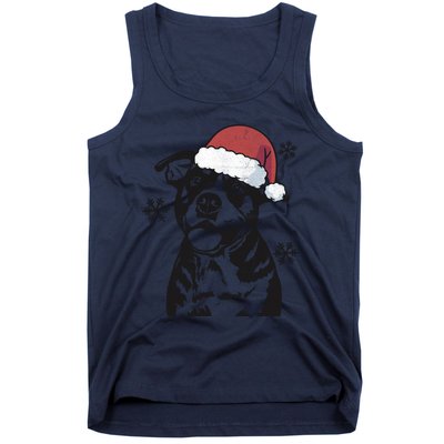 Funny American Bulldog Christmas Santa Hat Xmas Mom Dad Great Gift Tank Top