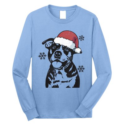 Funny American Bulldog Christmas Santa Hat Xmas Mom Dad Great Gift Long Sleeve Shirt