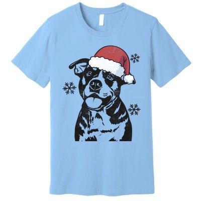 Funny American Bulldog Christmas Santa Hat Xmas Mom Dad Great Gift Premium T-Shirt