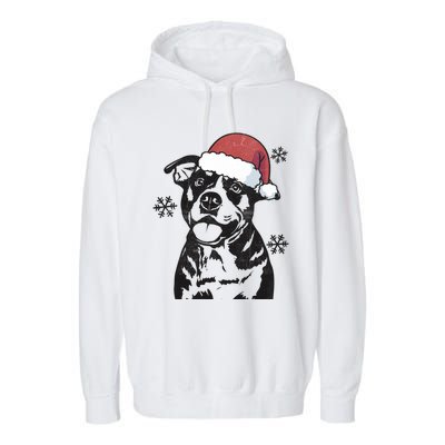 Funny American Bulldog Christmas Santa Hat Xmas Mom Dad Great Gift Garment-Dyed Fleece Hoodie