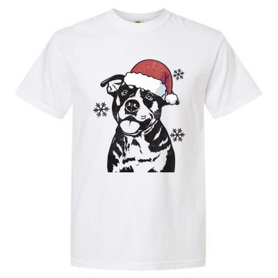 Funny American Bulldog Christmas Santa Hat Xmas Mom Dad Great Gift Garment-Dyed Heavyweight T-Shirt