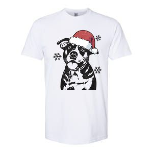 Funny American Bulldog Christmas Santa Hat Xmas Mom Dad Great Gift Softstyle CVC T-Shirt