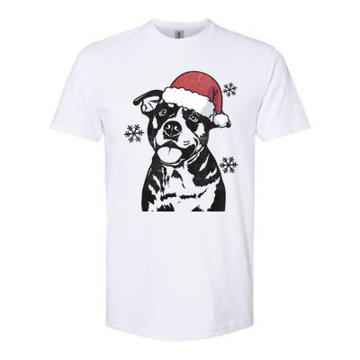 Funny American Bulldog Christmas Santa Hat Xmas Mom Dad Great Gift Softstyle CVC T-Shirt