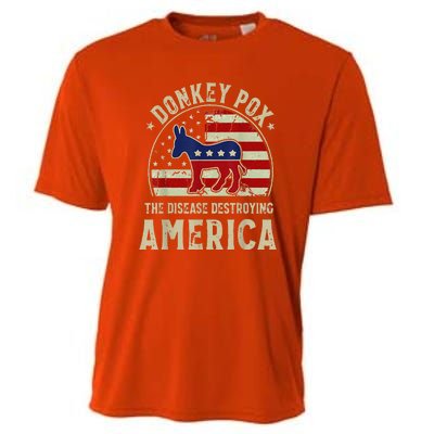 Funny Anti Biden Donkey Pox The Disease Destroying America Cooling Performance Crew T-Shirt