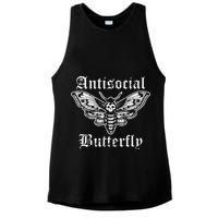 Funny Antisocial Butterfly Introvert Distressed Design Ladies PosiCharge Tri-Blend Wicking Tank