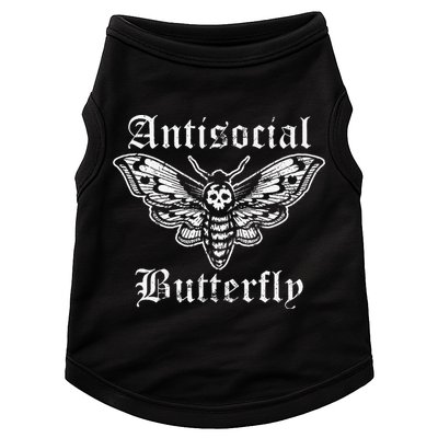 Funny Antisocial Butterfly Introvert Distressed Design Doggie Tank