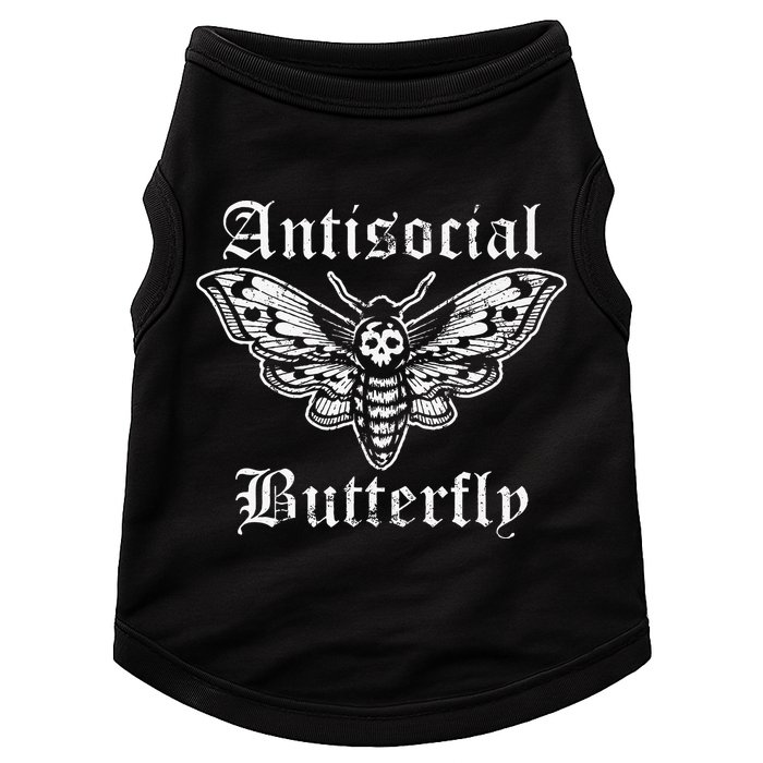 Funny Antisocial Butterfly Introvert Distressed Design Doggie Tank