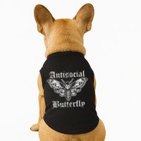 Funny Antisocial Butterfly Introvert Distressed Design Doggie Tank