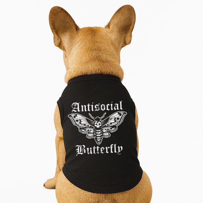 Funny Antisocial Butterfly Introvert Distressed Design Doggie Tank