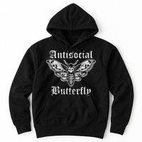 Funny Antisocial Butterfly Introvert Distressed Design Hoodie