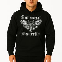 Funny Antisocial Butterfly Introvert Distressed Design Hoodie