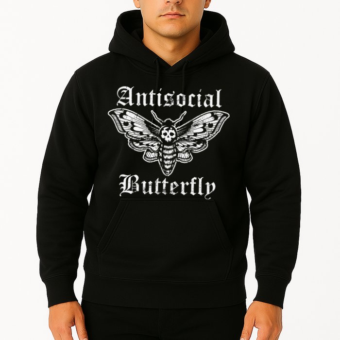 Funny Antisocial Butterfly Introvert Distressed Design Hoodie