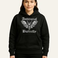 Funny Antisocial Butterfly Introvert Distressed Design Hoodie