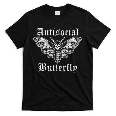 Funny Antisocial Butterfly Introvert Distressed Design T-Shirt