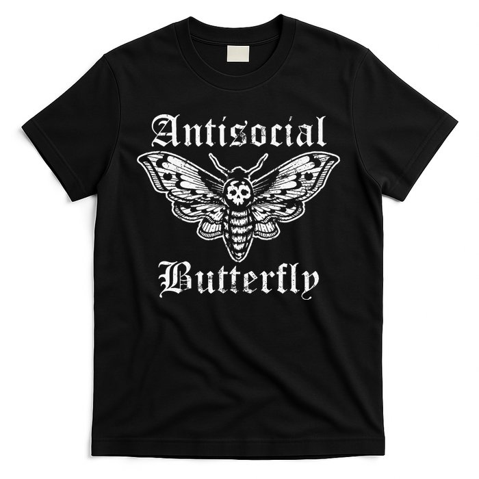Funny Antisocial Butterfly Introvert Distressed Design T-Shirt